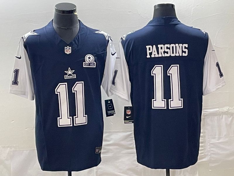 Men Dallas Cowboys 11 Parsons Blue Nike Vapor Limited 2023 NFL Jersey